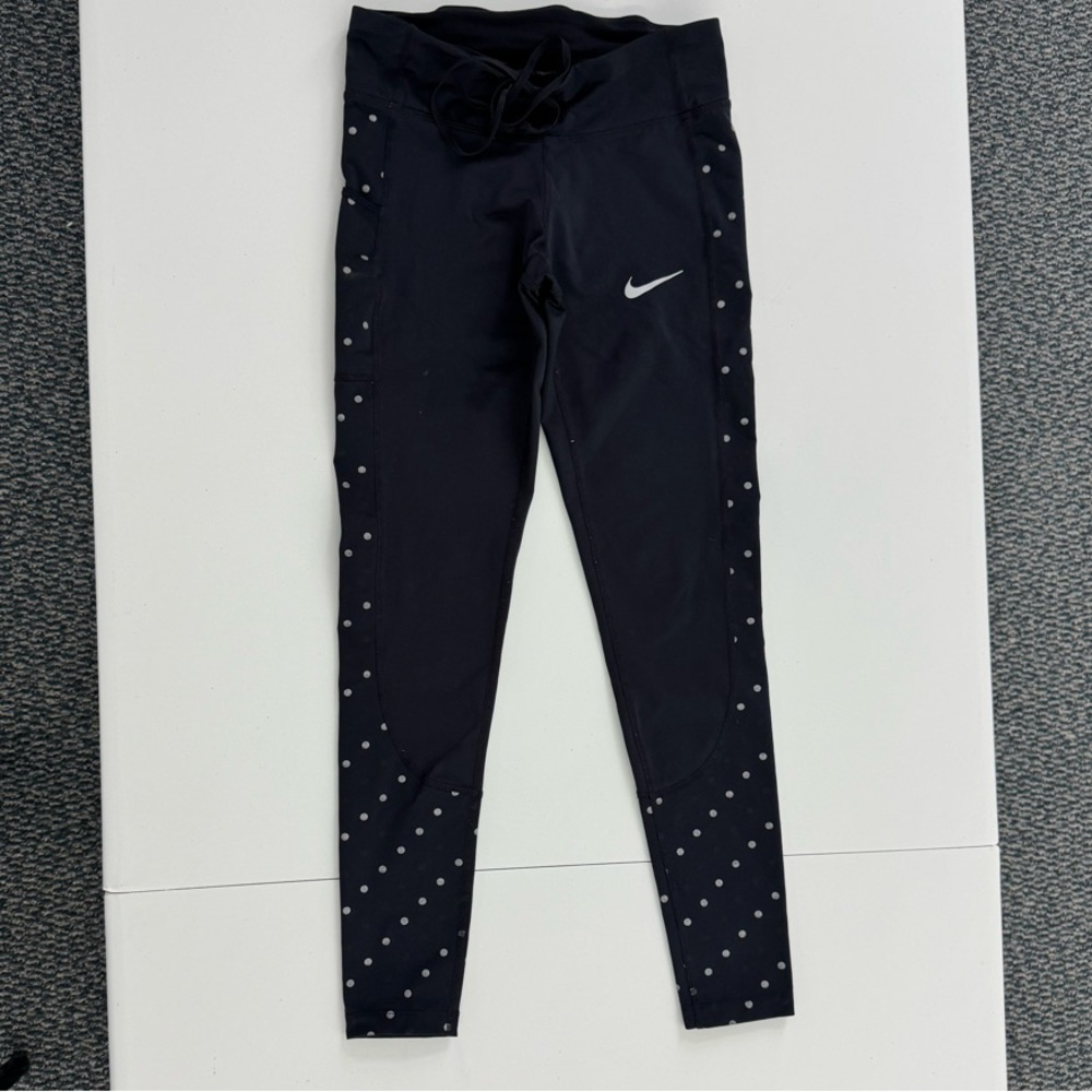 Nike Black Leggings with Polka Dot Detail -